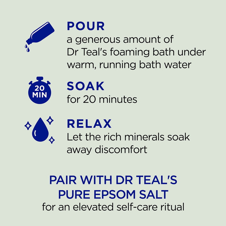 Dr Teal's Foaming Bath with Pure Epsom Salt, Relax & Relief with Eucalyptus & Spearmint, 34 fl oz