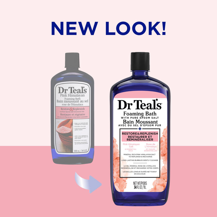 Dr Teal's Restore & Replenish Foaming Bubble Bath, with Pure Epsom Salt, Pink Himalayan Salt and Essential Oils, 34 fl.oz