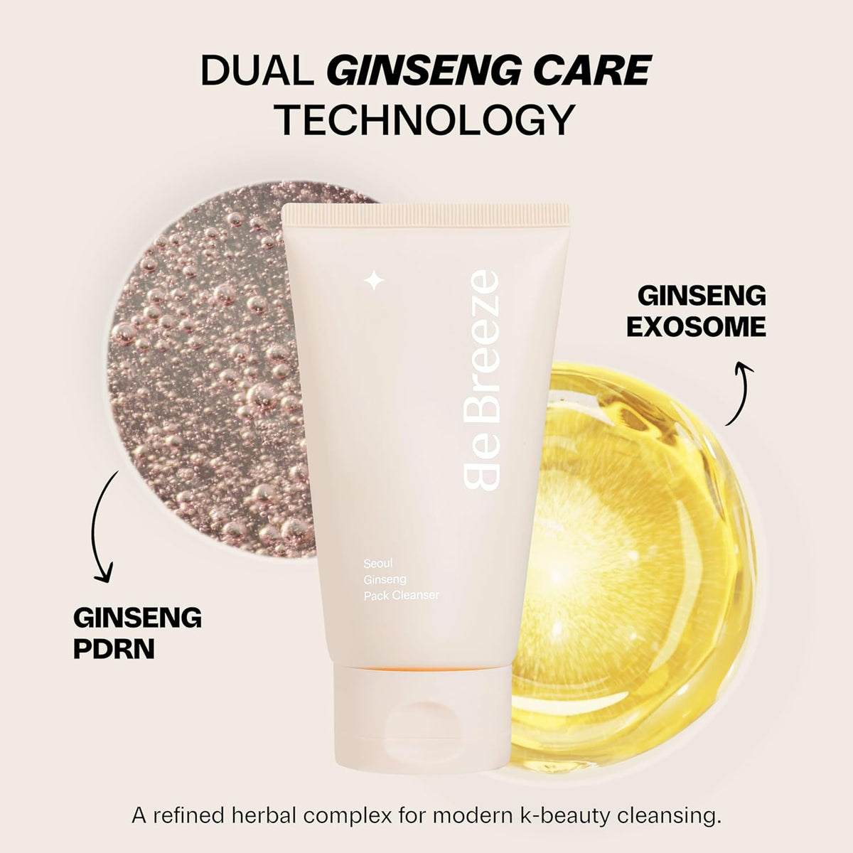 BeBreeze Seoul Ginseng Pack Cleanser – 3-in-1 Ginseng Wash-Off Pack & Amino Acid Facial Wash 4.23oz