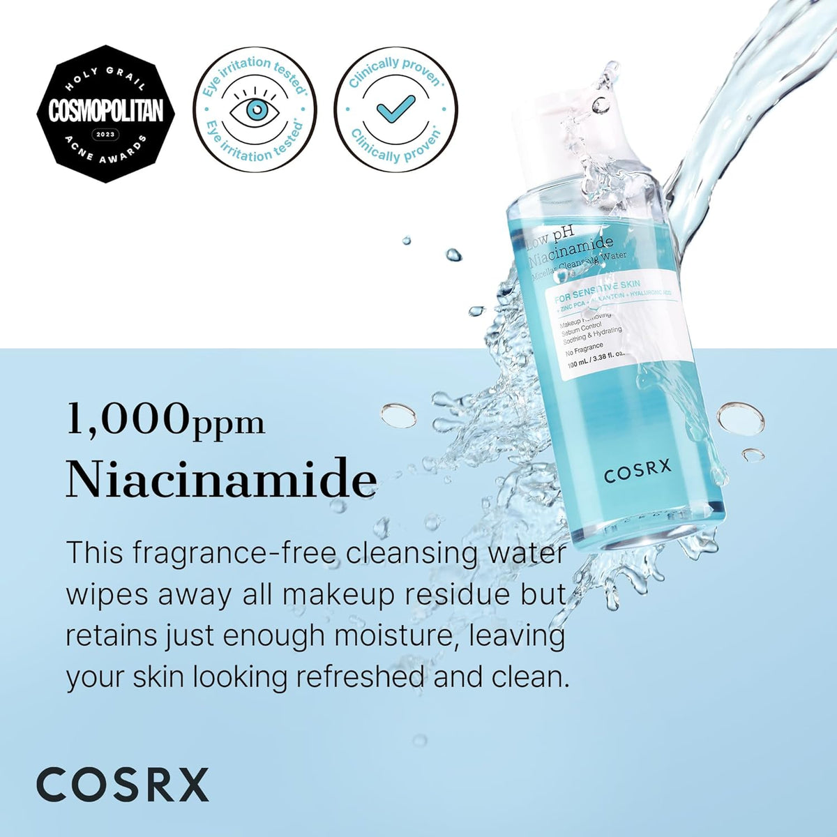 COSRX Low pH Niacinamide Micellar Cleansing Water Daily Mild Facial Cleansing Wash 100ml