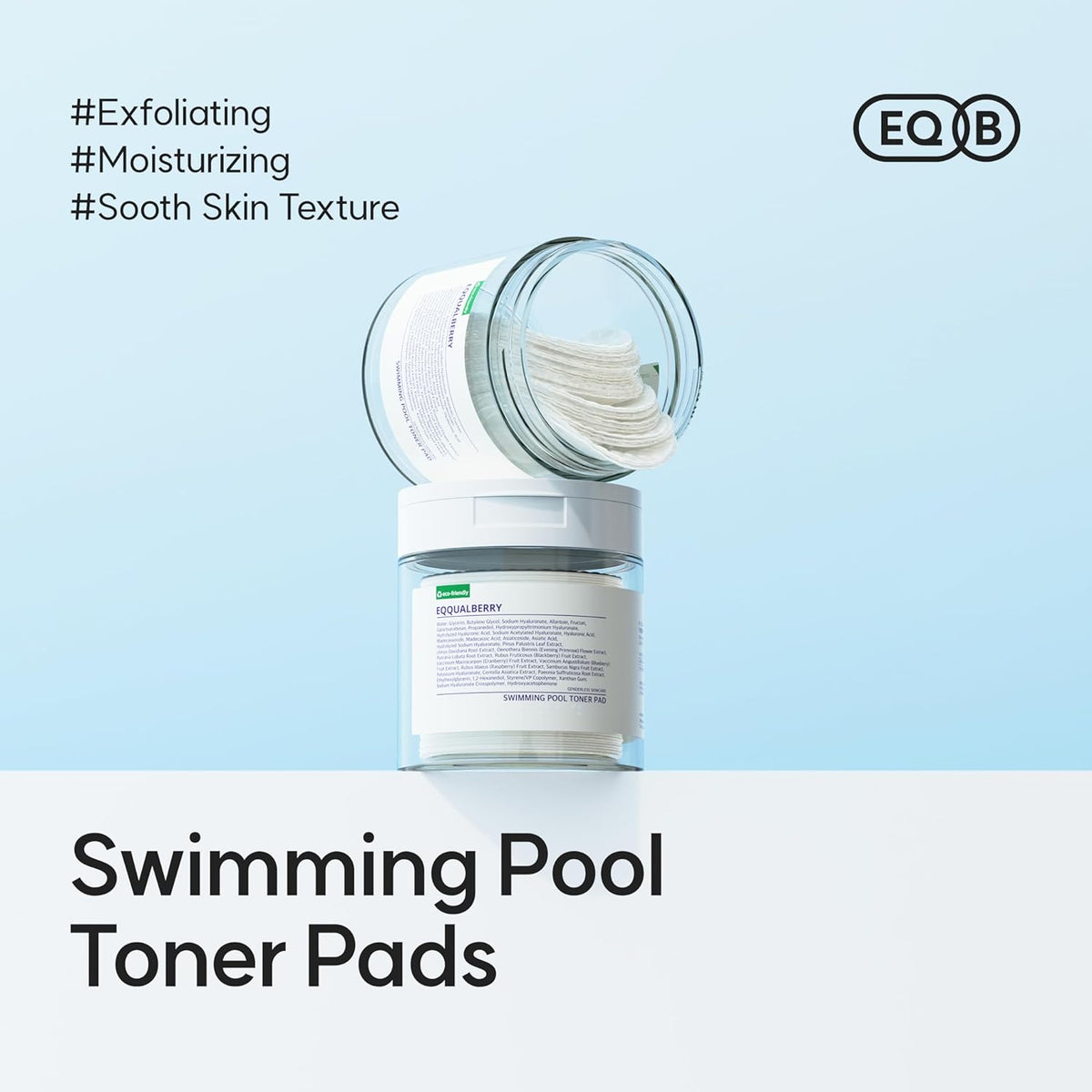 EQQUALBERRY Vegan Pool Toner Pads (70 Sheets/220Ml)