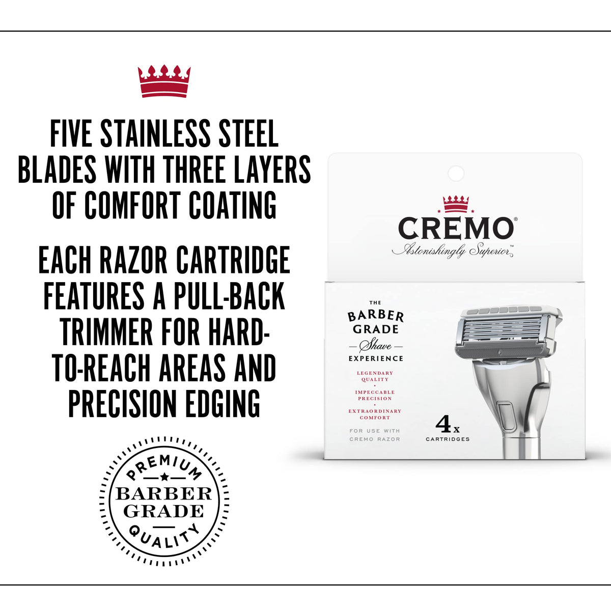 Cremo Razor Refills for Men 4 Pack