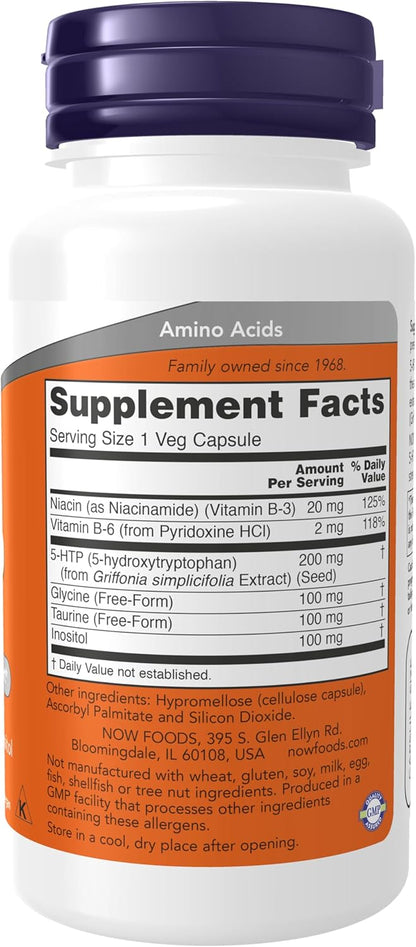 NOW Foods 5-HTP 200 mg – High Potency Amino Acid Support, 60 Veg Capsules