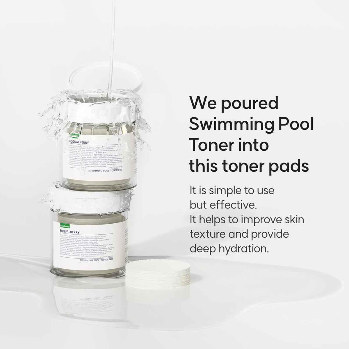 EQQUALBERRY Vegan Pool Toner Pads (70 Sheets/220Ml)