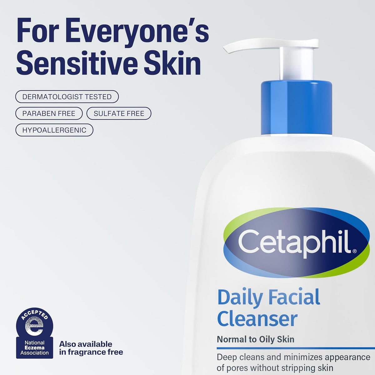 Cetaphil Face Wash, Daily Facial Cleanser for Sensitive, Combination to Oily Skin, 4 Oz