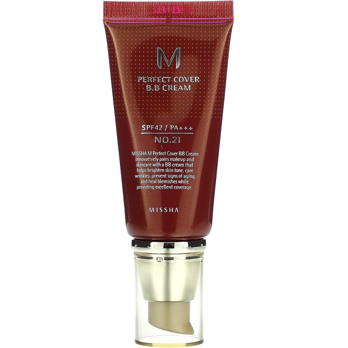 Missha, M Perfect Cover B.B Cream, SPF 42 PA+++, No. 21 Light Beige, 1.7 oz (50 ml)
