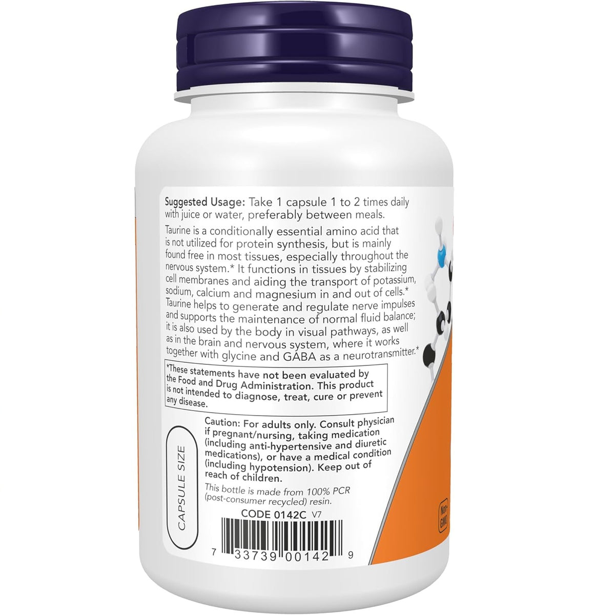 NOW Foods Double Strength Taurine Supplement Vitamin | 1000 Mg | 100 Veg Caps