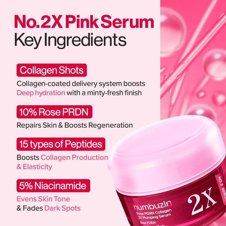 Numbuzin Rose PDRN Collagen No.2X Pluming Serum 1.01 fl.oz.