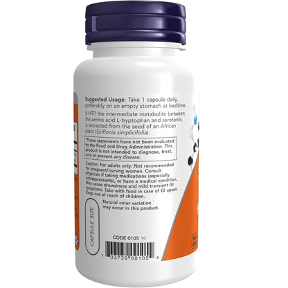 NOW Foods 5-Htp Supplement Vitamin | 100 Mg | 60 Veg Caps