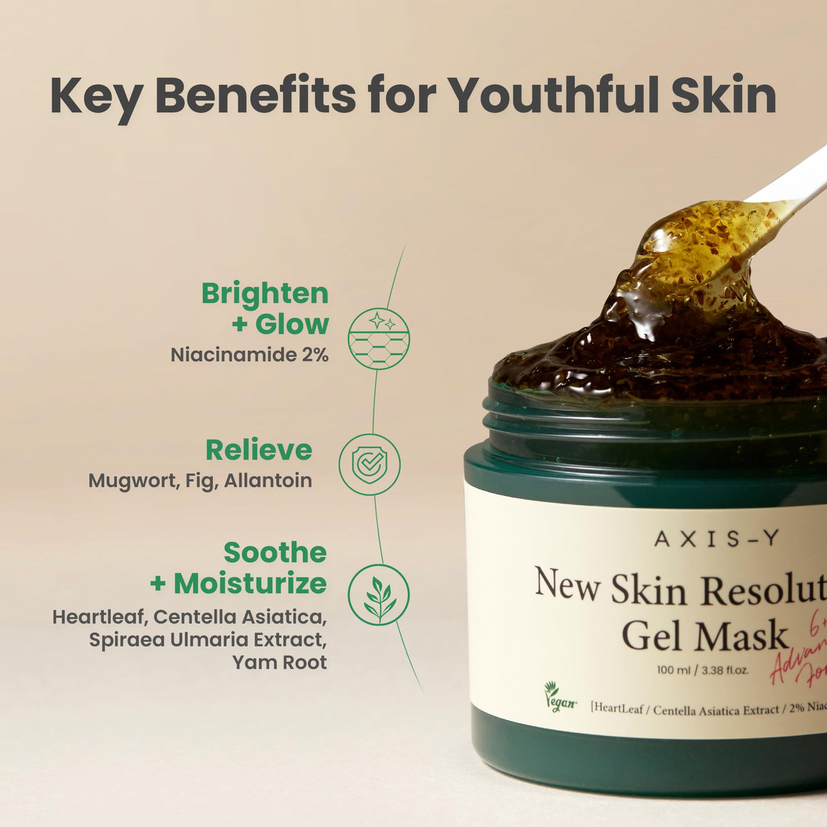 AXIS-Y New Skin Resolution Gel Mask Mugwort with 2% Niacinamide 100ml