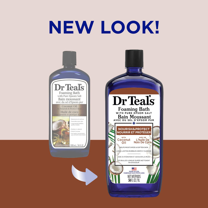 Dr. Teal's Coconut Oil Foaming Bath with Pure Epsom Salt Nourish & Protect 34 oz