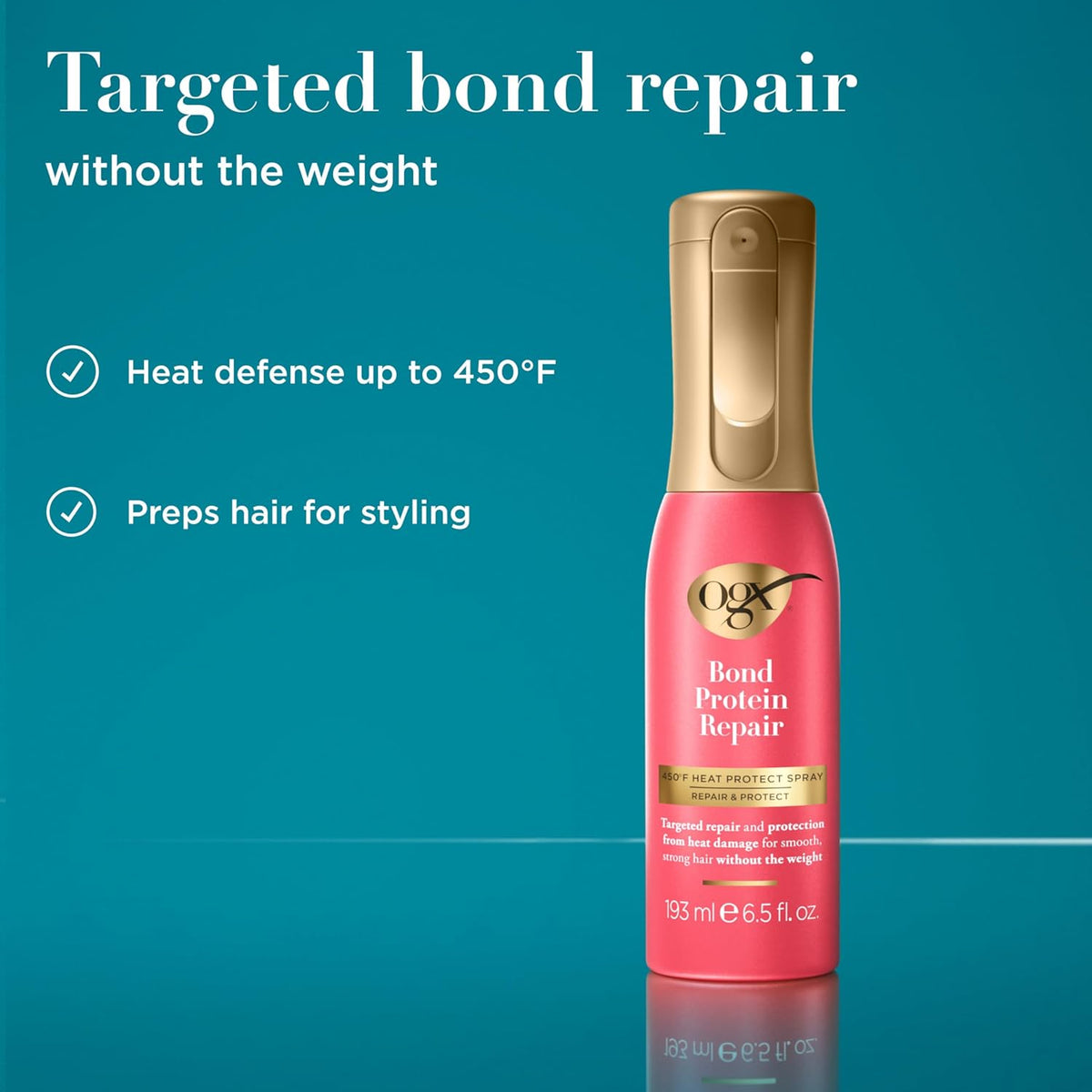 OGX Repair & Protect Bond Protein Repair 450°F Heat Protectant Spray - 6.5 Fl Oz / 193 ml
