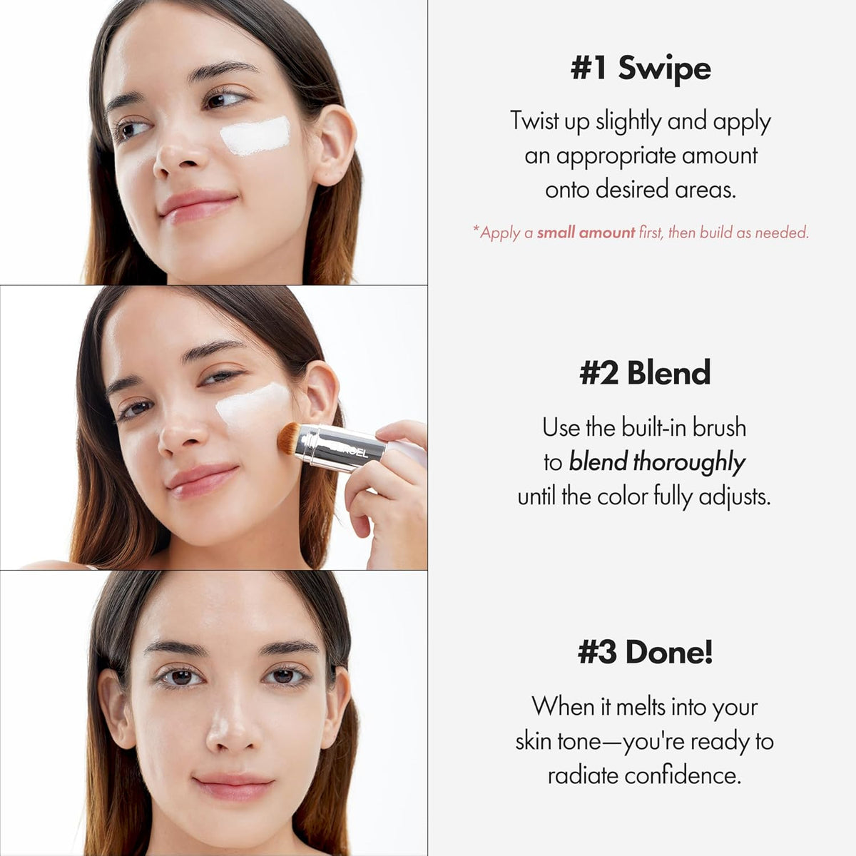 ELROEL Blanc Cover Cream Stick V White - Korean Colour Changing Foundation Stick (202 Natural)