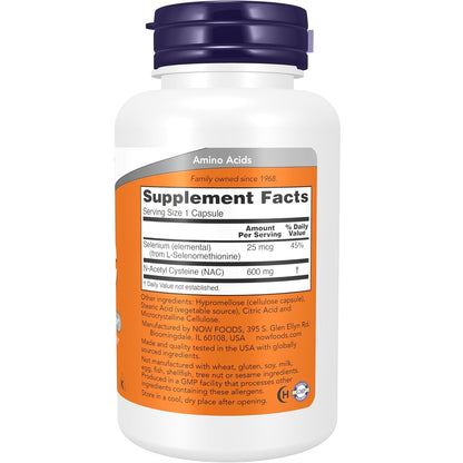NOW Foods Nac Supplement Vitamin | 600 Mg | 100 Caps