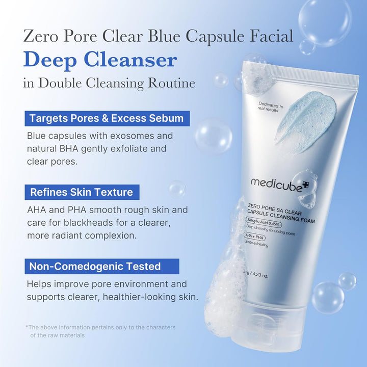Medicube Zero Pore Clear Blue Capsule Facial Deep Cleanser Foam 120g