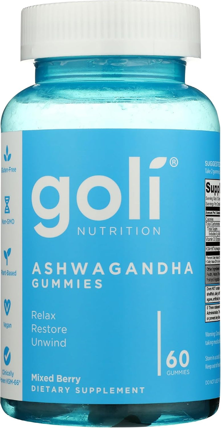 Goli Nutrition Ashwagandha Mixed Berry Dietary Supplement 60 Gummies