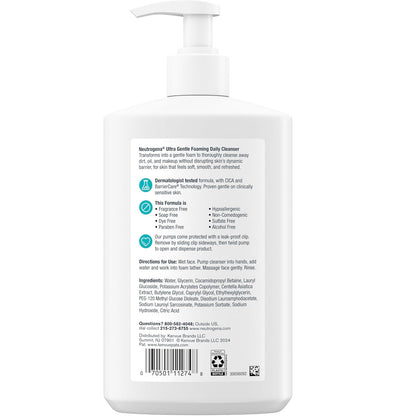 Neutrogena Ultra Gentle Hydrating Daily Facial Cleanser for Sensitive Skin 16 Fl Oz