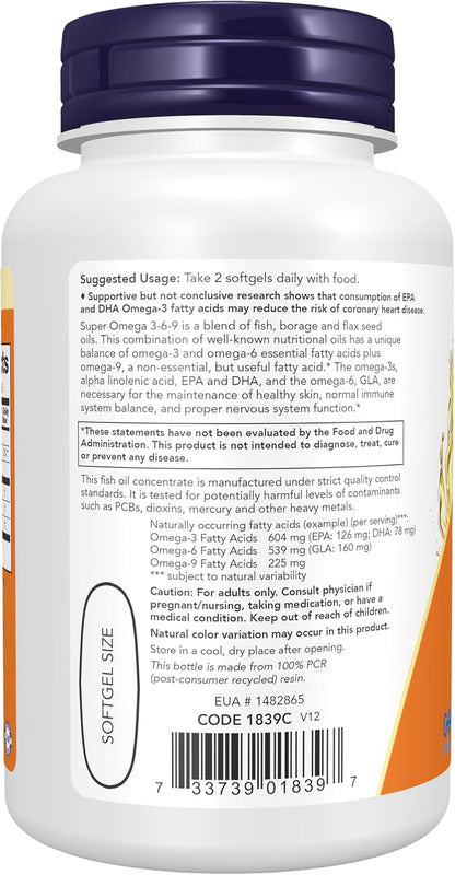 NOW Foods Super Omega 3-6-9 1200mg - 90 Softgels