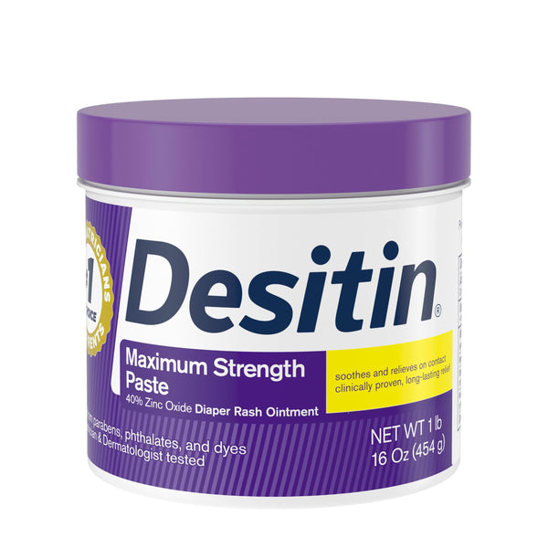 DESITIN Maximum Strength Zinc Oxide Diaper Rash Paste Paraban-free Jar 16 oz (454g)