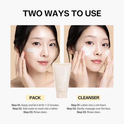 BeBreeze Seoul Ginseng Pack Cleanser – 3-in-1 Ginseng Wash-Off Pack & Amino Acid Facial Wash 4.23oz
