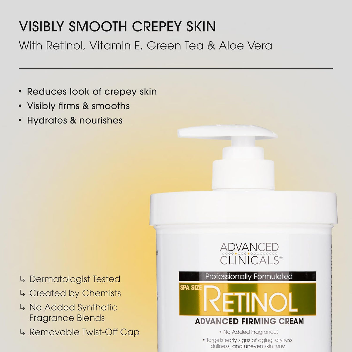 Advanced Clinicals Retinol Advanced Firming Cream 16oz