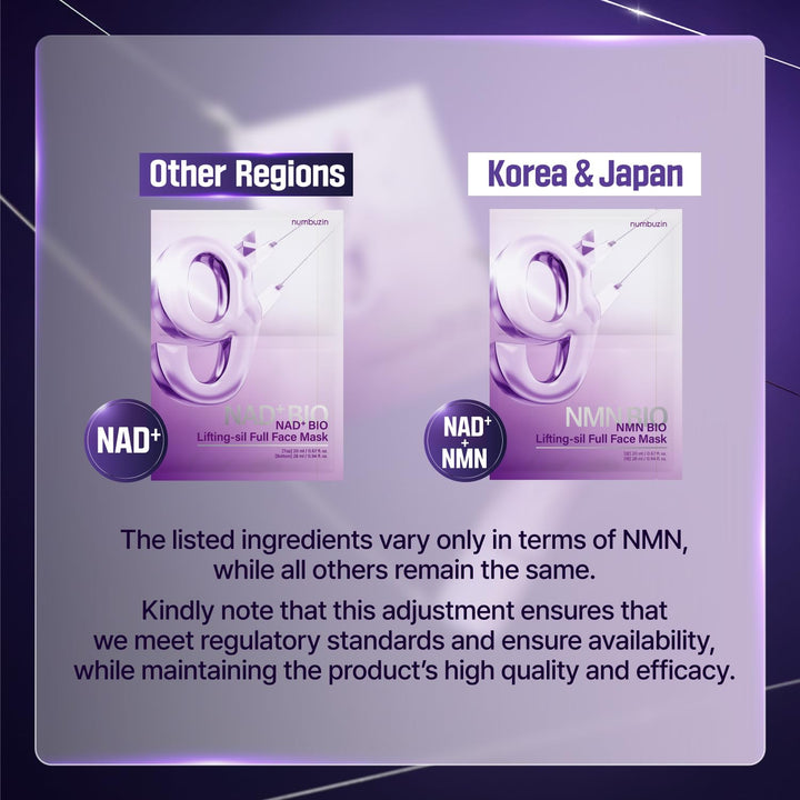 Numbuzin No.9 Sheet Mask NAD+ BIO Lifting-sil Full Face Mask - 4 Sheets + Lifting Band