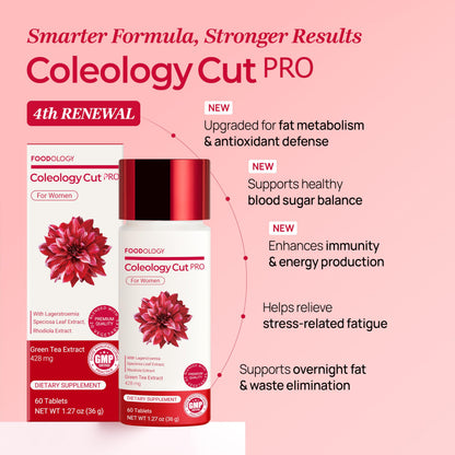 FOODOLOGY Coleology Cut PRO – Green Tea Extract & Rhodiola Rosea, 60 Tablets (30-Day Supply)