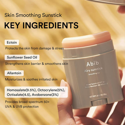 Abib Airy Sunstick Smoothing Bar SPF50+ PA++++ Soft Matte Finish 23g / 0.81 Oz