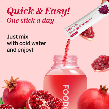 FOODOLOGY Coleology Drink Mix PRO (15days) - Daily Pomegranate Water Mix with Coleus Forskohlii, Banaba Leaf, FOS & Ginkgo – Refreshing Wellness Drink for Body Balance
