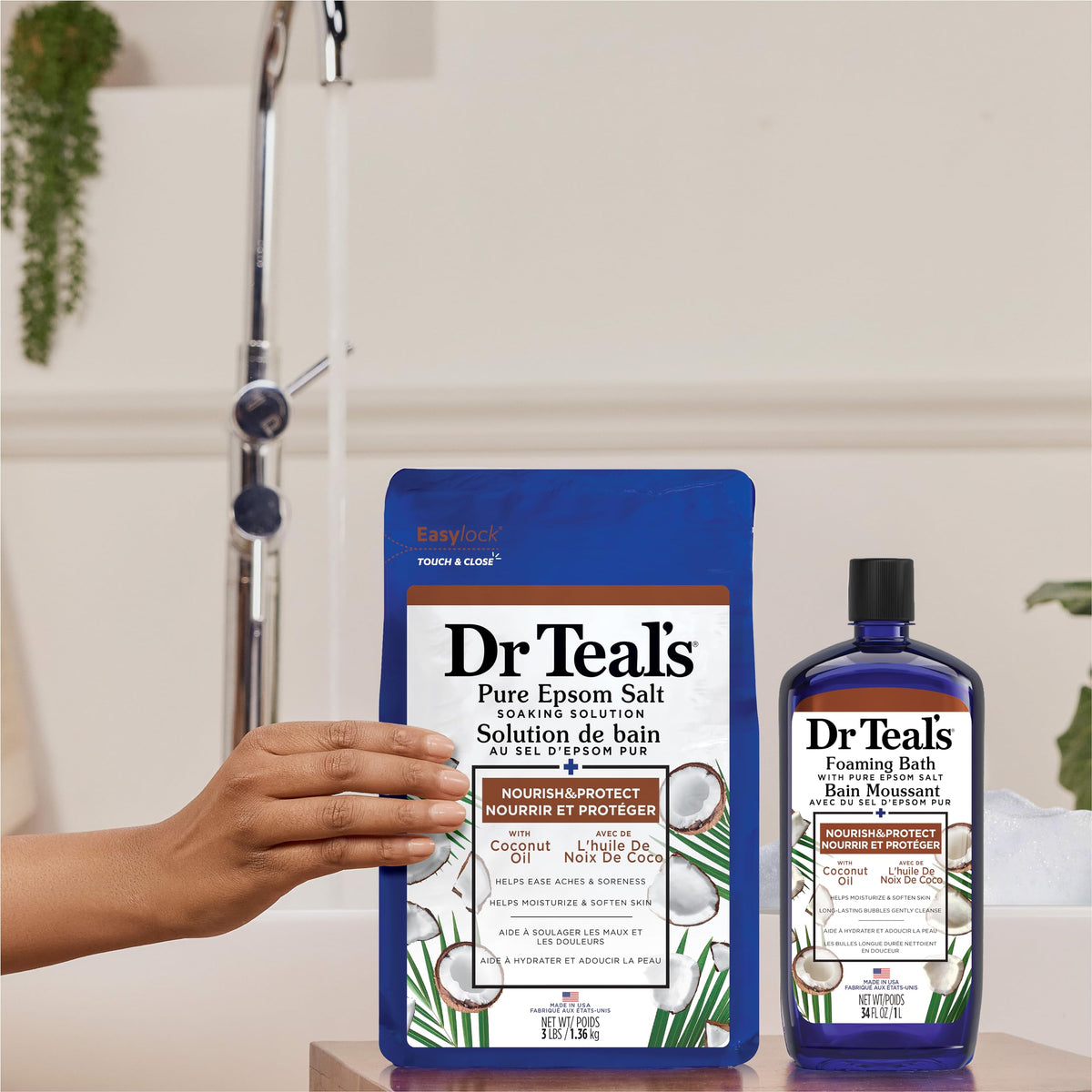 Dr. Teal's Coconut Oil Foaming Bath with Pure Epsom Salt Nourish & Protect 34 oz