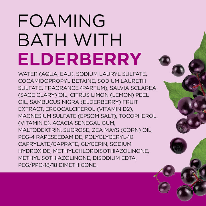 Dr Teal's Foaming Bath with Pure Epsom Salt, Black Elderberry with Vitamin D, 34 fl oz