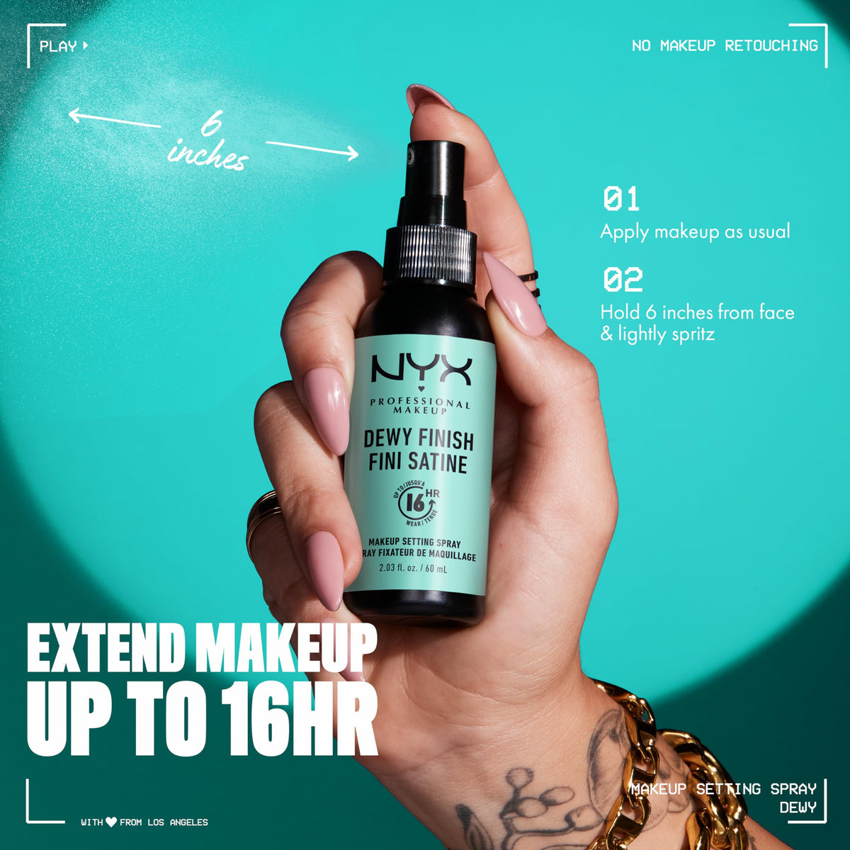 NYX Professional Long Lasting Setting Spray Dewy Finish 60ml