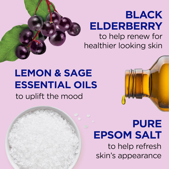 Dr Teal's Foaming Bath with Pure Epsom Salt, Black Elderberry with Vitamin D, 34 fl oz