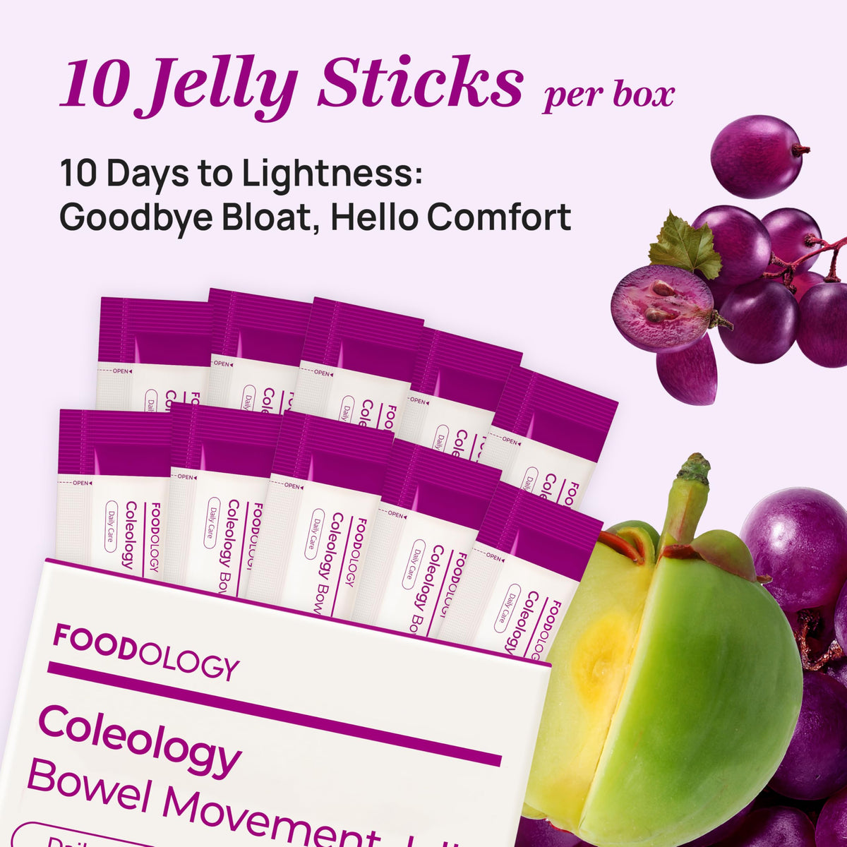 FOODOLOGY Coleology Grape & Prune Fiber Jelly – 10 Sticks
