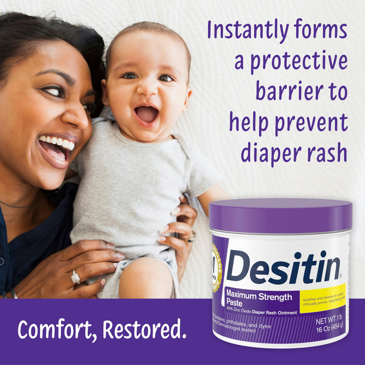 DESITIN Maximum Strength Zinc Oxide Diaper Rash Paste Paraban-free Jar 16 oz (454g)