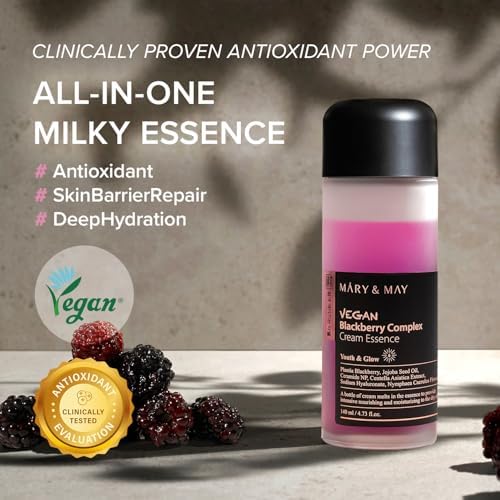 Mary&May Vegan Blackberry Complex Cream Essence - Intense Hydrating & Soothing Face Essence 140ml