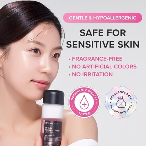Mary&May Vegan Blackberry Complex Cream Essence - Intense Hydrating & Soothing Face Essence 140ml