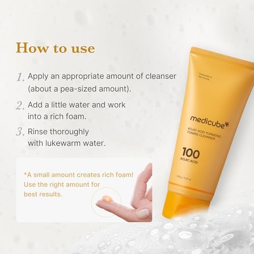 Medicube Facial Cleanser Kojic Acid Turmeric Whip Cleanser 4.23 oz