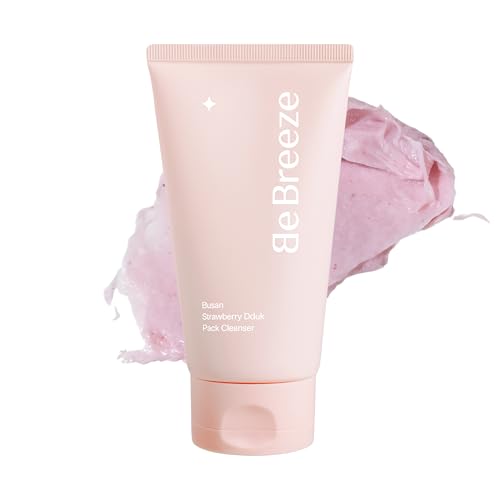 BeBreeze Busan Strawberry Dduk Pack Cleanser – 3-in-1 Korean Pack & Foam Wash with Rice & Strawberry Powder 4.23 oz