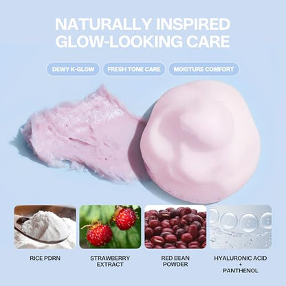 BeBreeze Busan Strawberry Dduk Pack Cleanser – 3-in-1 Korean Pack & Foam Wash with Rice & Strawberry Powder 4.23 oz