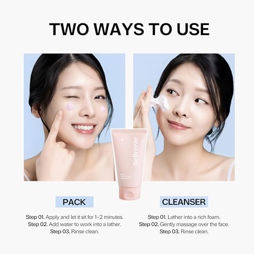 BeBreeze Busan Strawberry Dduk Pack Cleanser – 3-in-1 Korean Pack & Foam Wash with Rice & Strawberry Powder 4.23 oz