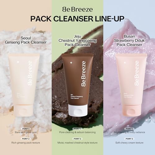 BeBreeze Busan Strawberry Dduk Pack Cleanser – 3-in-1 Korean Pack & Foam Wash with Rice & Strawberry Powder 4.23 oz