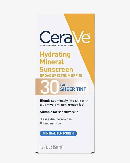 CeraVe Hydrating Mineral Sunscreen SPF 30 – Tinted