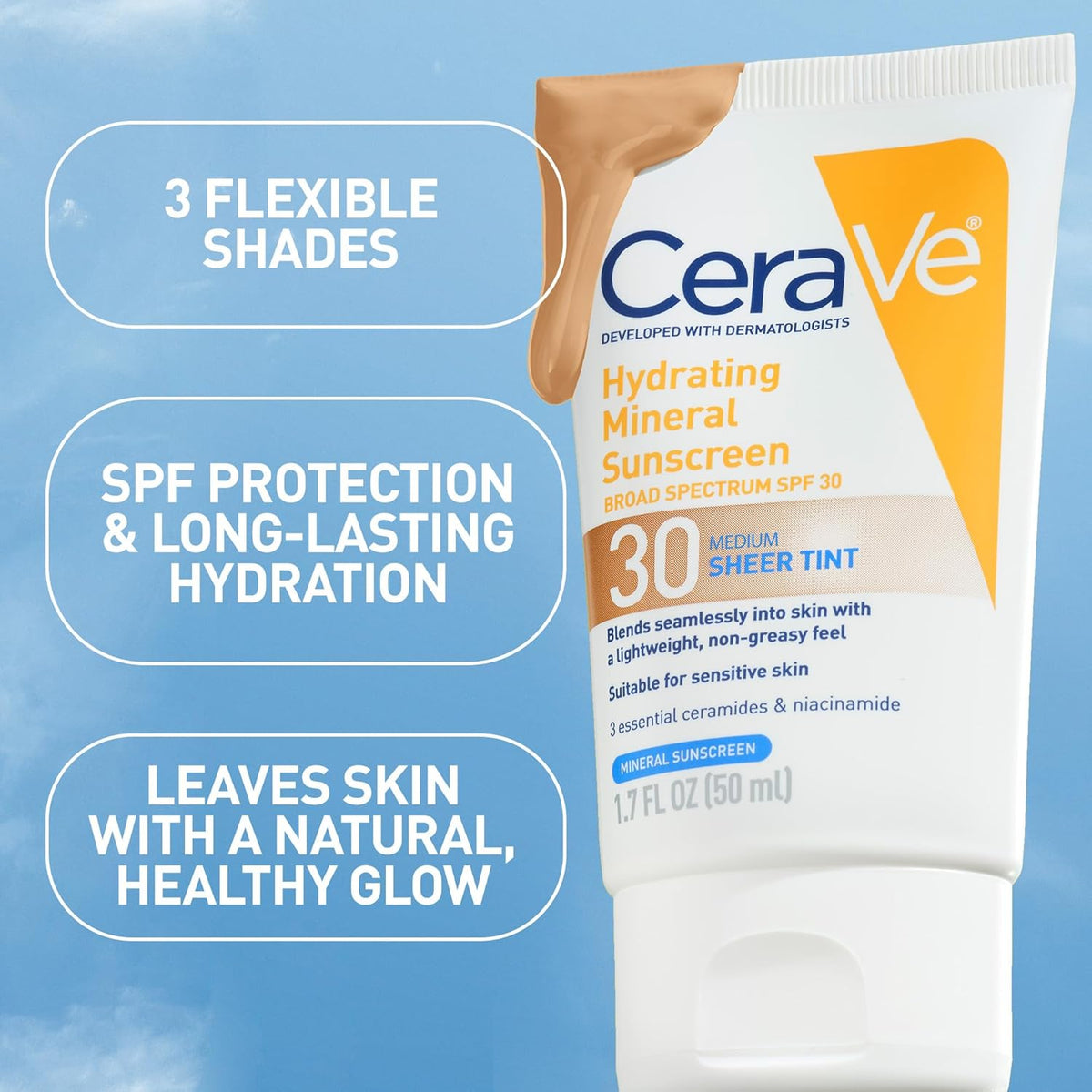 CeraVe Tinted Hydrating Mineral Sunscreen SPF 30