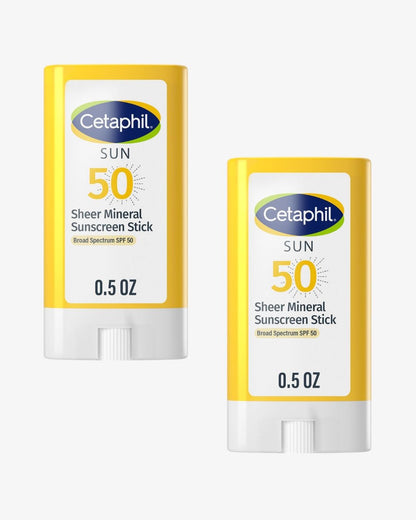Pack of Two - Cetaphil Sheer Mineral Sunscreen Stick SPF 50 14g (0.5 oz)