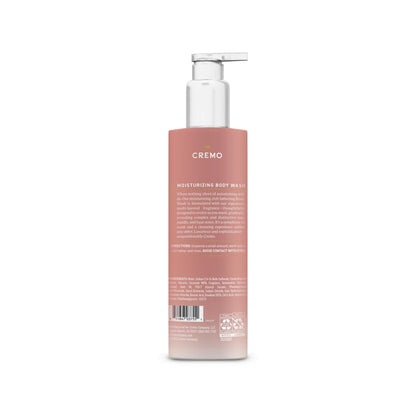 Cremo moisturizing body wash bottle on a white background