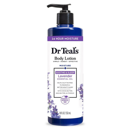 Dr Teal's 24 Hour Moisture Body Lotion with Lavender Essential Oil, 18 fl oz