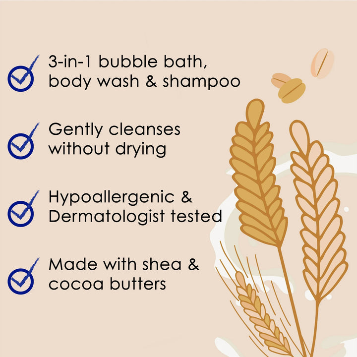 Dr Teal's Kids Sensitive Skin 3-in-1 Bubble Bath, Body Wash & Shampoo with Oat & Milk, 20 fl oz