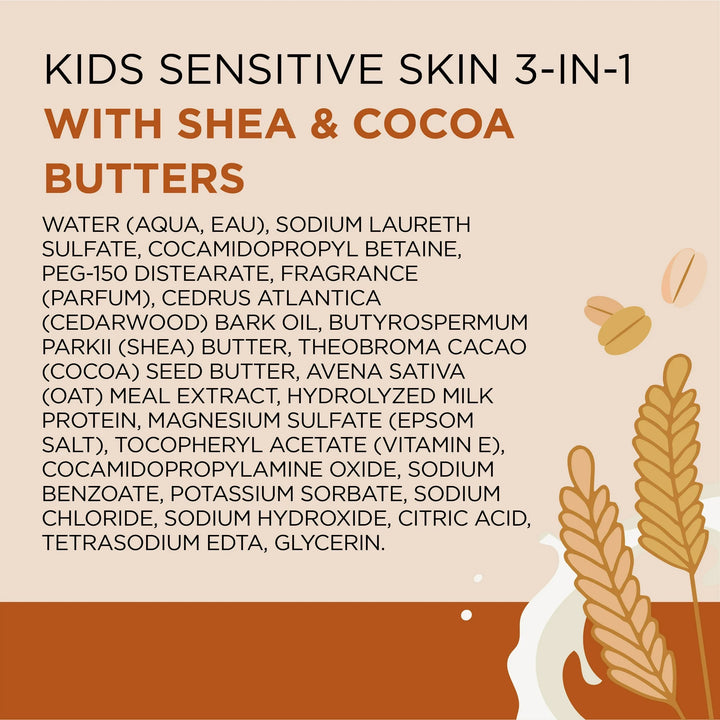 Dr Teal's Kids Sensitive Skin 3-in-1 Bubble Bath, Body Wash & Shampoo with Oat & Milk, 20 fl oz