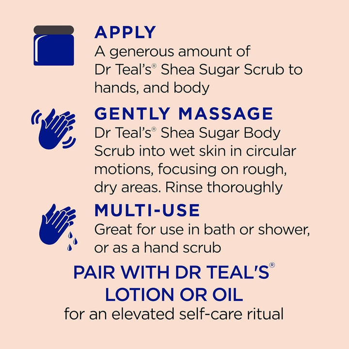 Dr Teal's Shea Sugar Body Scrub With Ginger, Ginseng & Essential Oils 19 oz